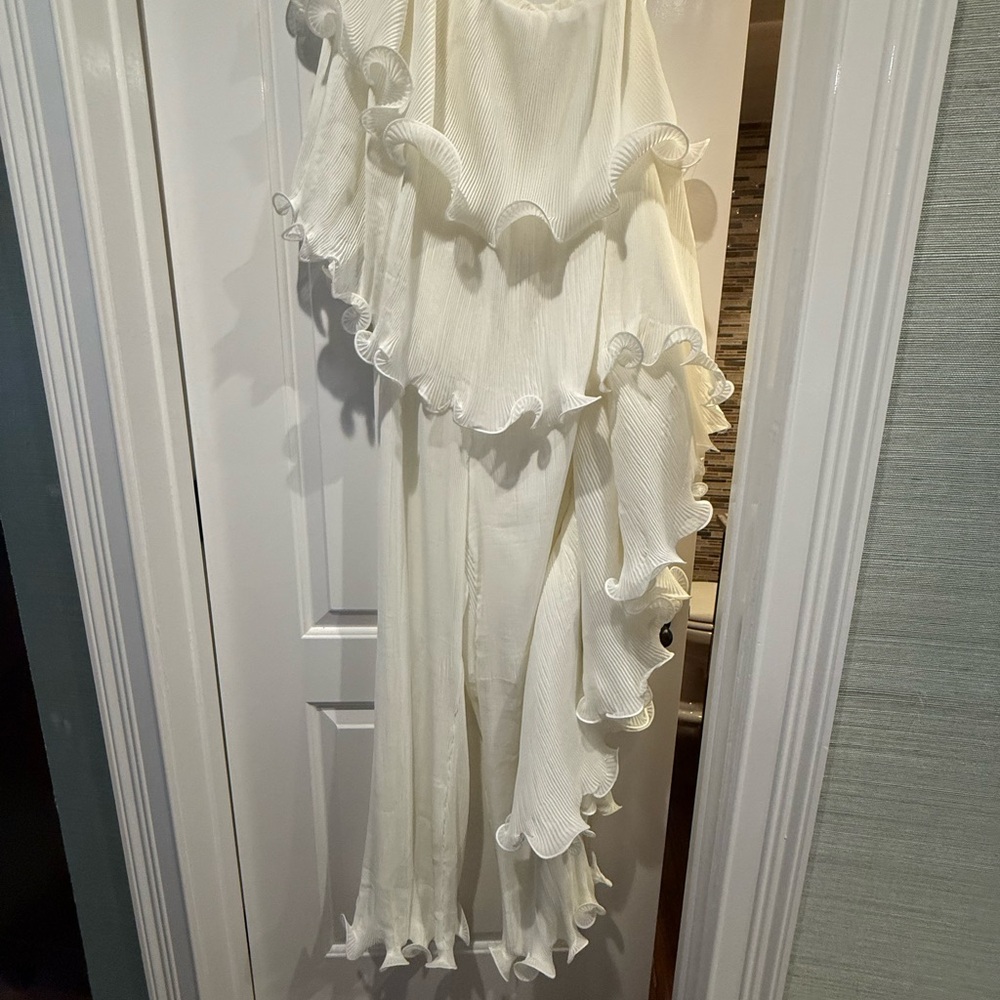 AKIRA White Ruffled Jumpsuit